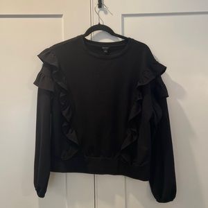 Ann Taylor size medium, black ruffle sweatshirt top